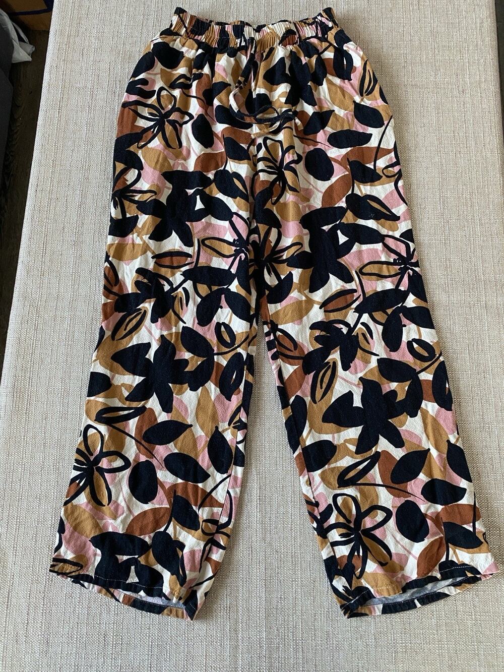 Tullea Floral Linen Blend Wide Leg Pants Size S
